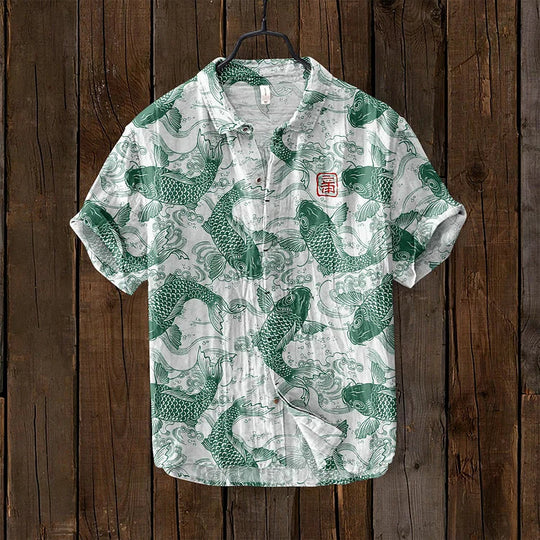 Trendy Overhemd met Japanse Print voor Mannen
