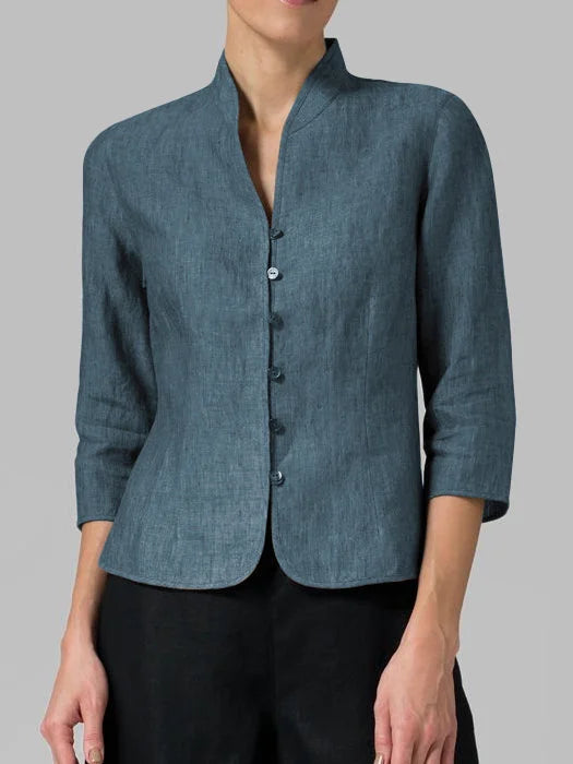 Stijlvolle Blouse met Knopen en 3/4 Mouwen voor Vrouwen
