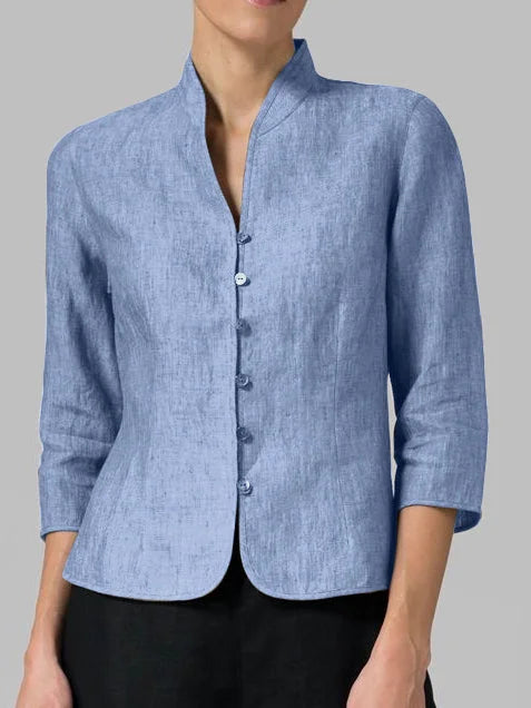 Stijlvolle Blouse met Knopen en 3/4 Mouwen voor Vrouwen