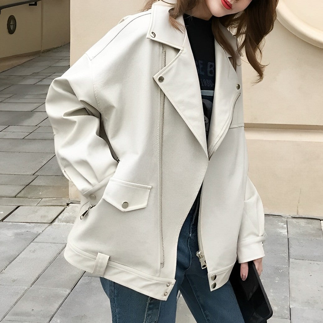 Trendy Oversized Bikerjas voor Vrouwen