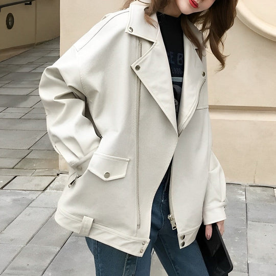 Trendy Oversized Bikerjas voor Vrouwen