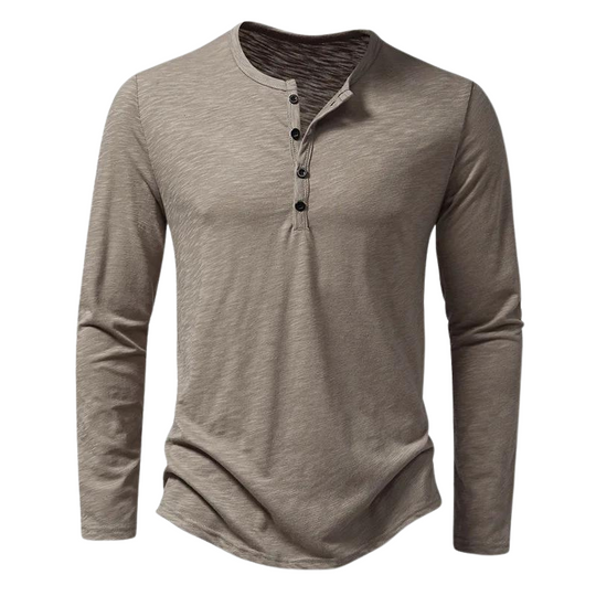Casual Henley Shirt met Lange Mouwen voor Mannen