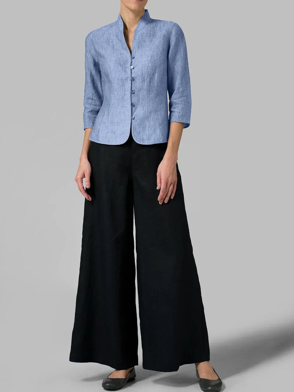 Stijlvolle Blouse met Knopen en 3/4 Mouwen voor Vrouwen