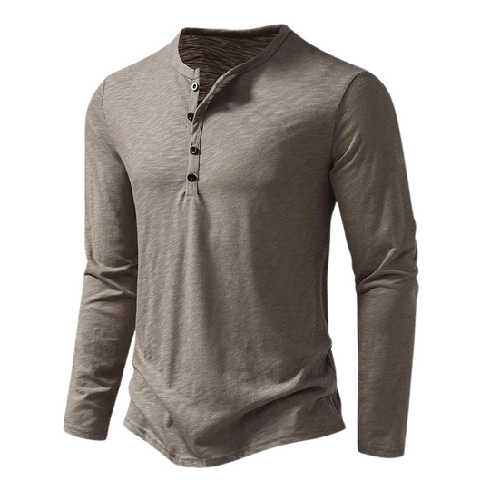 Casual Henley Shirt met Lange Mouwen voor Mannen