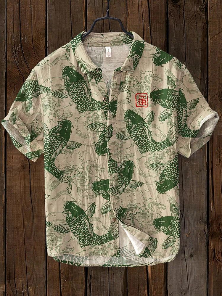 Trendy Overhemd met Japanse Print voor Mannen
