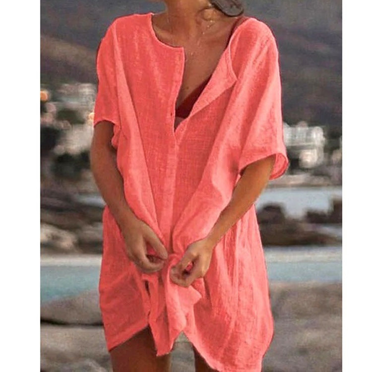 Casual Tuniekjurk met Elegante Knoopsluiting voor Vrouwen