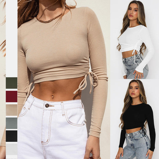 Top met Lange Mouwen en Geknoopt T-Shirt voor Vrouwen