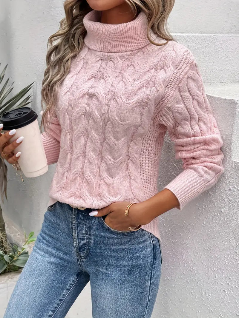 Klassieke Kabelgebreide Turtleneck Trui voor Vrouwen