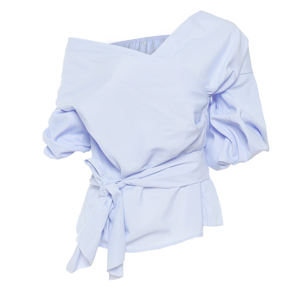 Stijlvolle Gekruiste Kanten Gewaadblouse voor Vrouwen