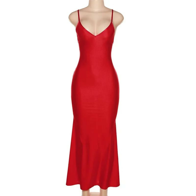 Elegante rugloze satijnen maxi-jurk voor Vrouwen