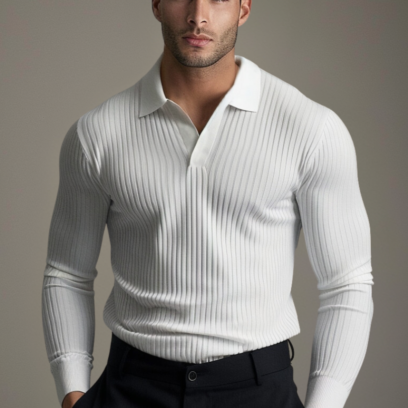 Verfijnde Sweatshirt met Open Kraag voor Mannen