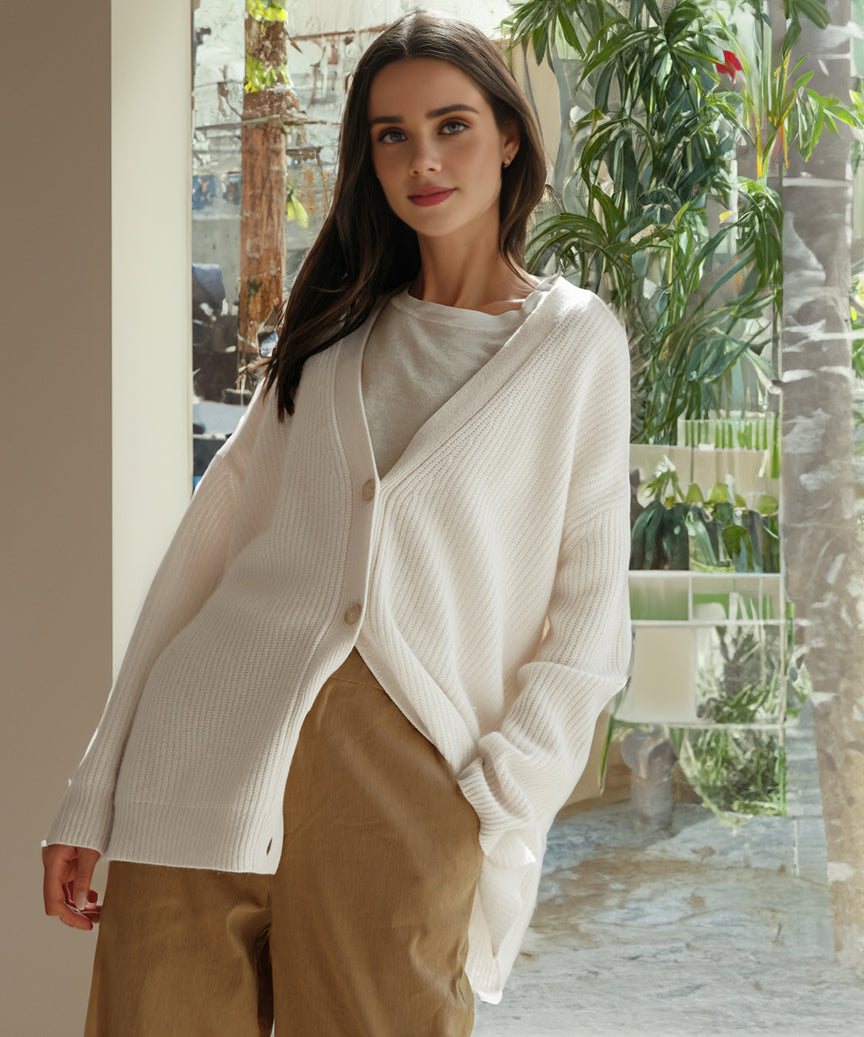 Geribbelde Cardigan met Knopen voor Vrouwen