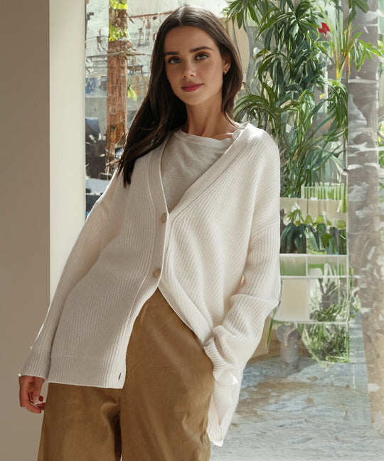 Geribbelde Cardigan met Knopen voor Vrouwen