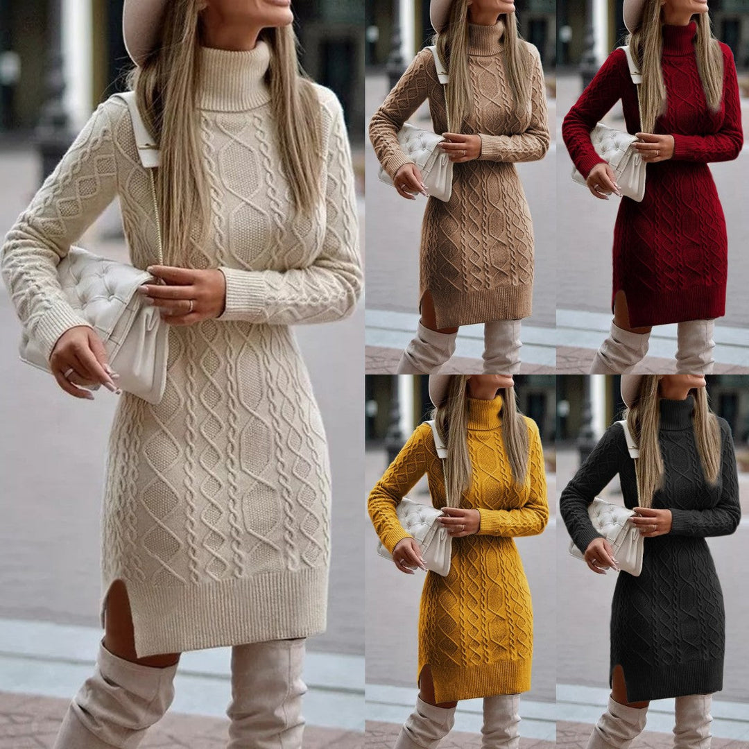Elegante Kabelgebreide Sweaterjurk voor Vrouwen