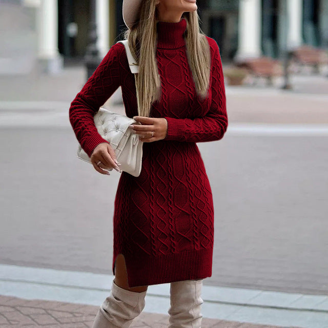 Elegante Kabelgebreide Sweaterjurk voor Vrouwen