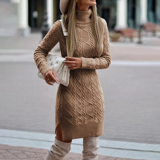 Elegante Kabelgebreide Sweaterjurk voor Vrouwen