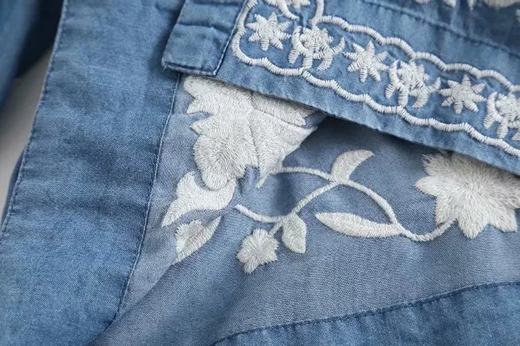 Boho Geborduurde Blouse met Lange Mouwen voor Vrouwen