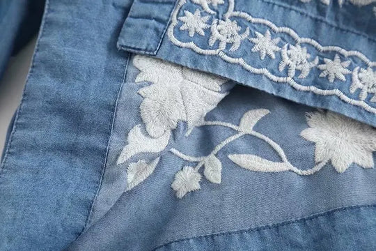 Boho Geborduurde Blouse met Lange Mouwen voor Vrouwen
