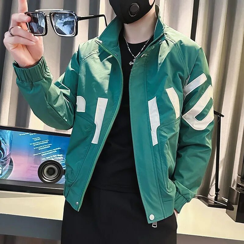 Streetwear Jas met Grafische Accenten voor Mannen
