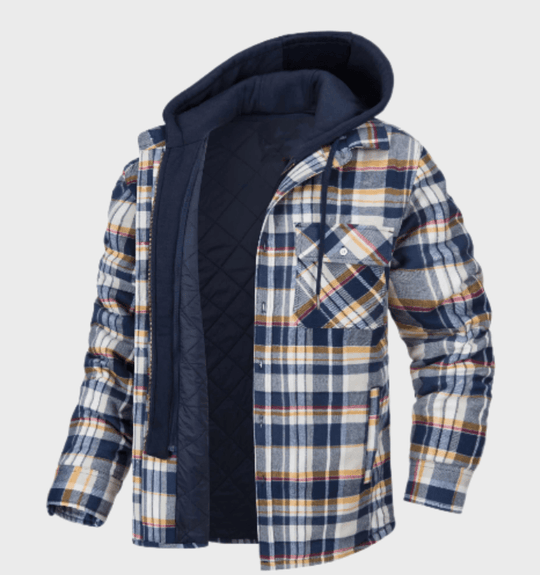 Dik Geruit Winterjas met Capuchon voor Mannen