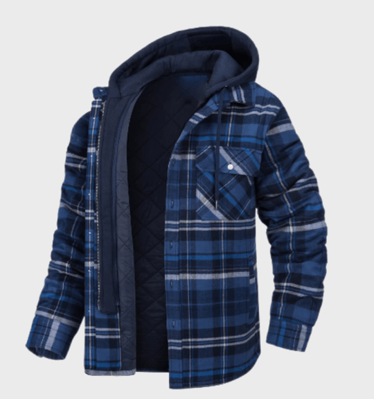 Dik Geruit Winterjas met Capuchon voor Mannen