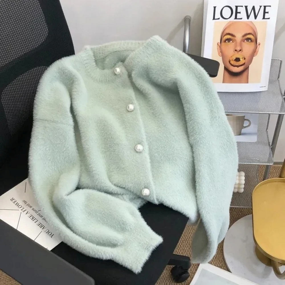 Gezellig Gebreid Vest met Ronde Hals voor Vrouwen