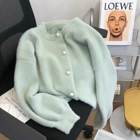 Gezellig Gebreid Vest met Ronde Hals voor Vrouwen