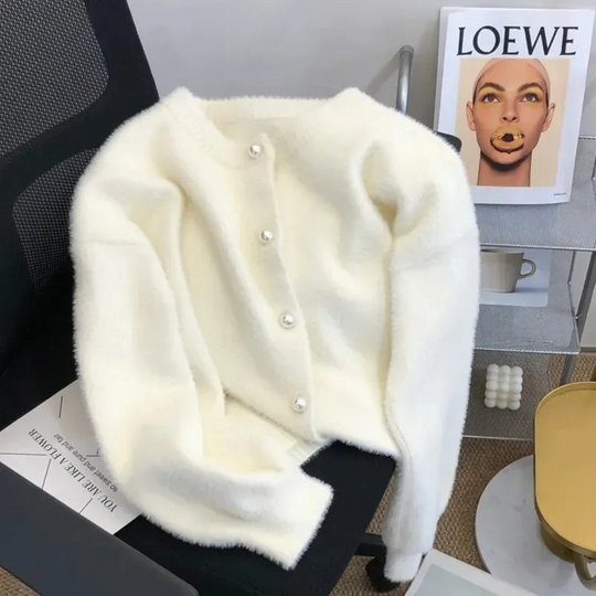 Gezellig Gebreid Vest met Ronde Hals voor Vrouwen