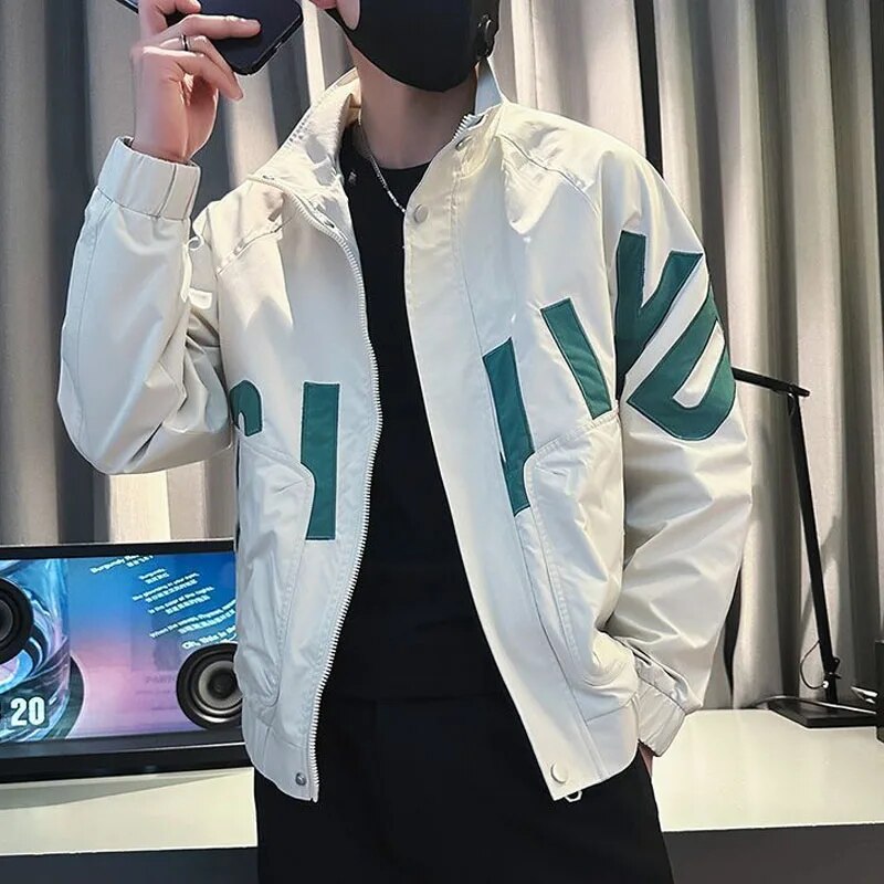 Streetwear Jas met Grafische Accenten voor Mannen