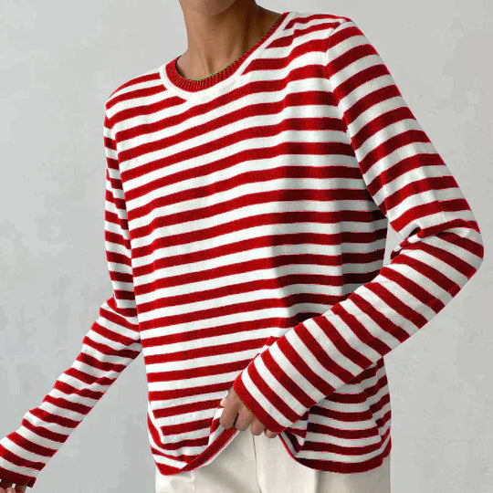 Gestreepte Damestrui | Trendy Lange Mouwen Top voor Vrouwen