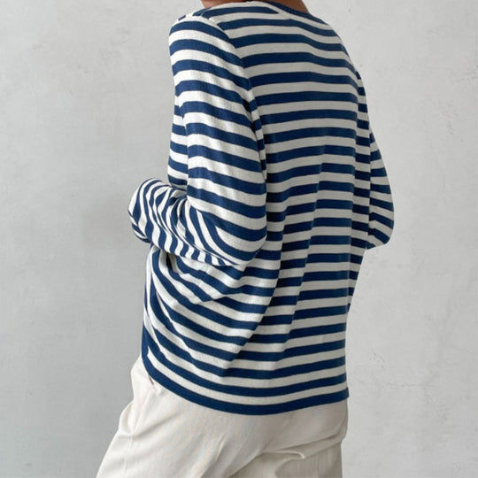 Gestreepte Damestrui | Trendy Lange Mouwen Top voor Vrouwen