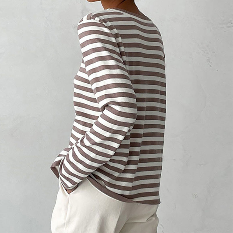 Gestreepte Damestrui | Trendy Lange Mouwen Top voor Vrouwen