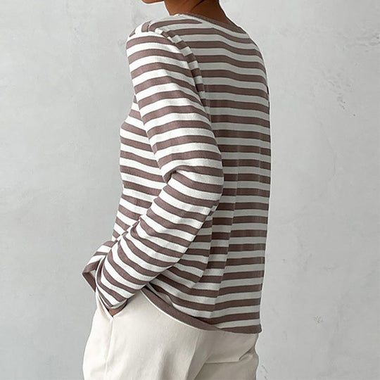 Gestreepte Damestrui | Trendy Lange Mouwen Top voor Vrouwen