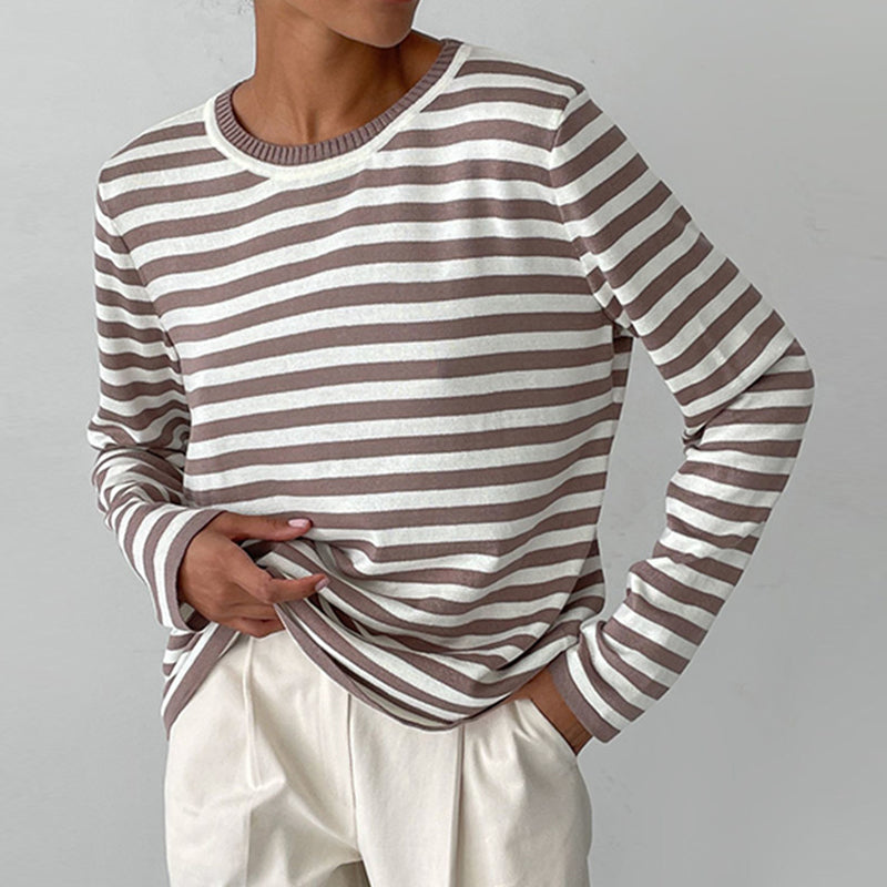 Gestreepte Damestrui | Trendy Lange Mouwen Top voor Vrouwen