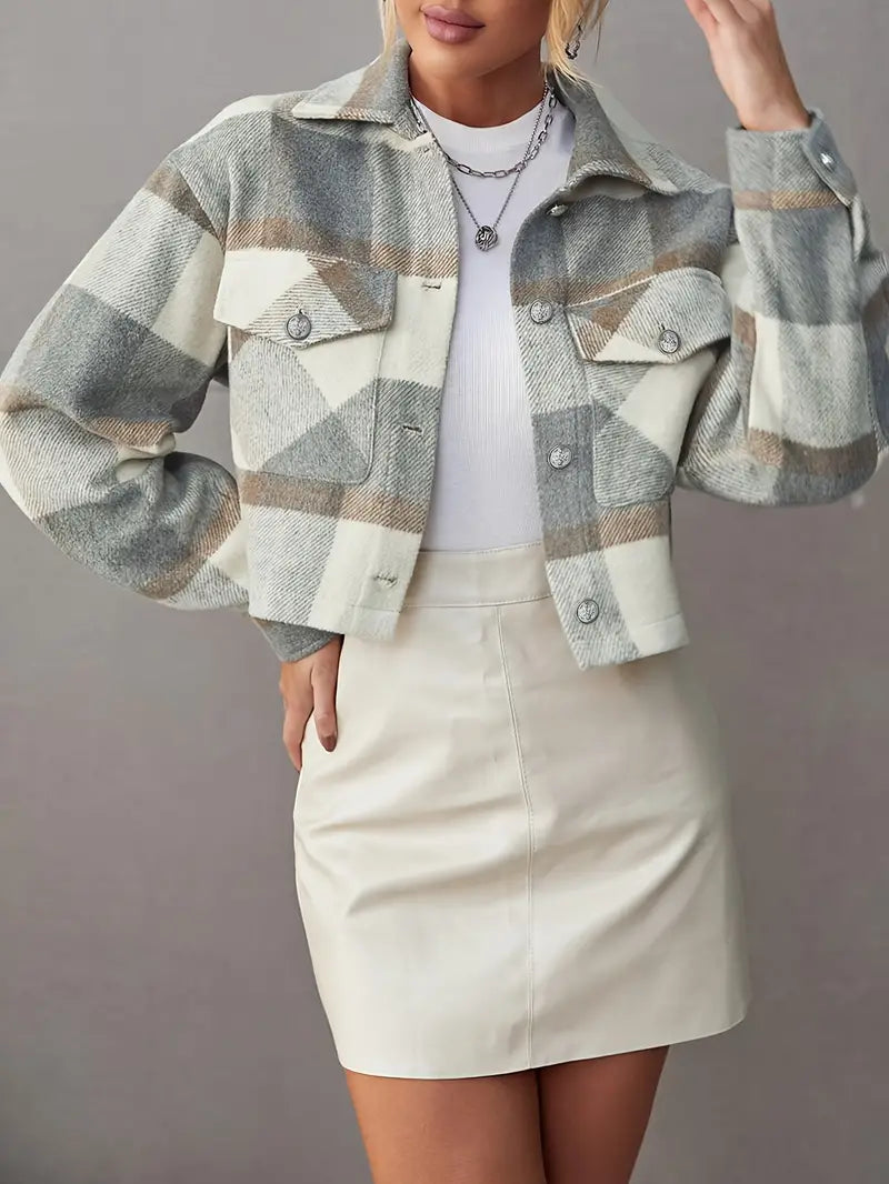 Elegante Geruite Jas voor Vrouwen