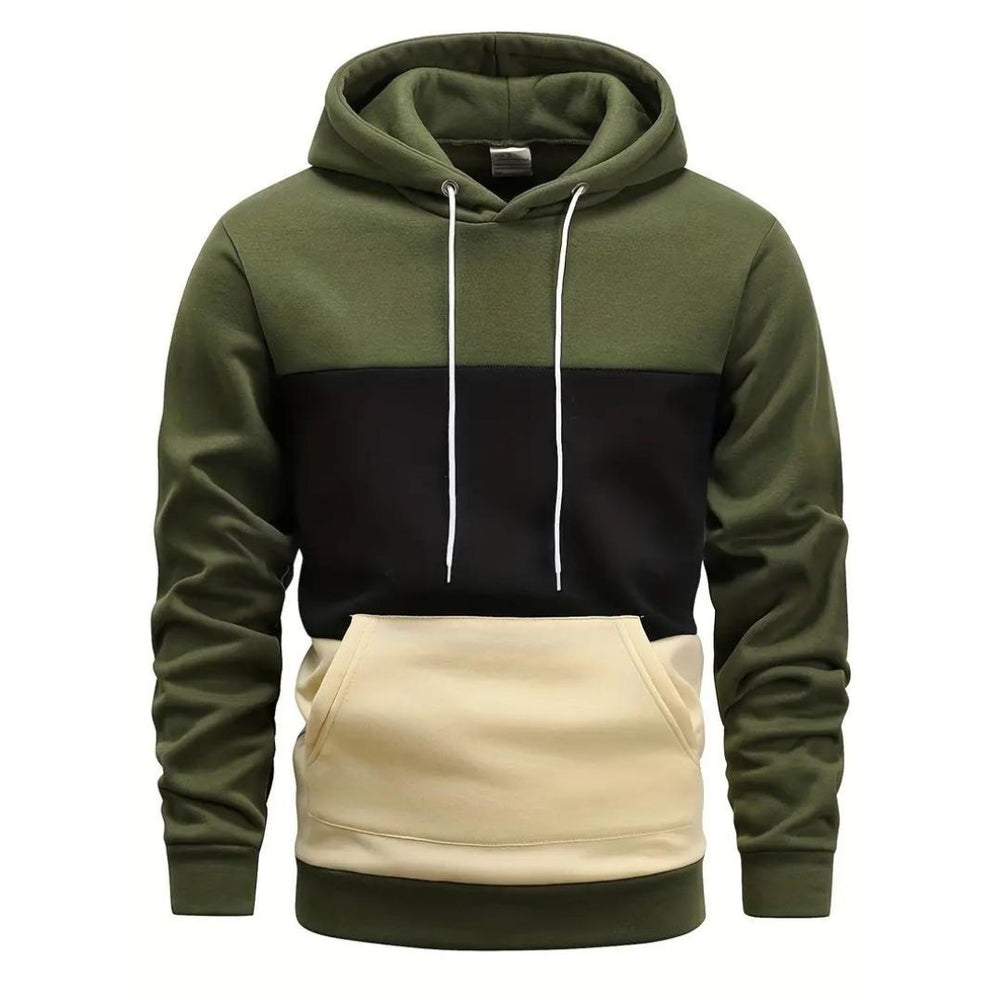 Knusse Winterhoodie met Driekleurig Ontwerp voor Mannen