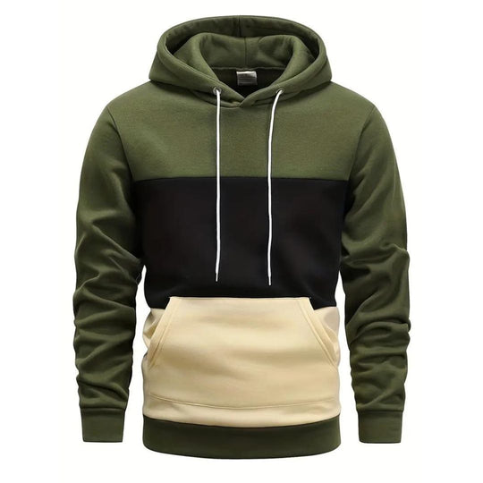 Knusse Winterhoodie met Driekleurig Ontwerp voor Mannen