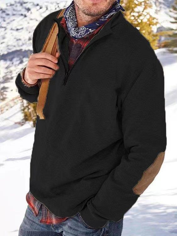 Casual Half-Zip Trui met Elleboogpatches voor Mannen