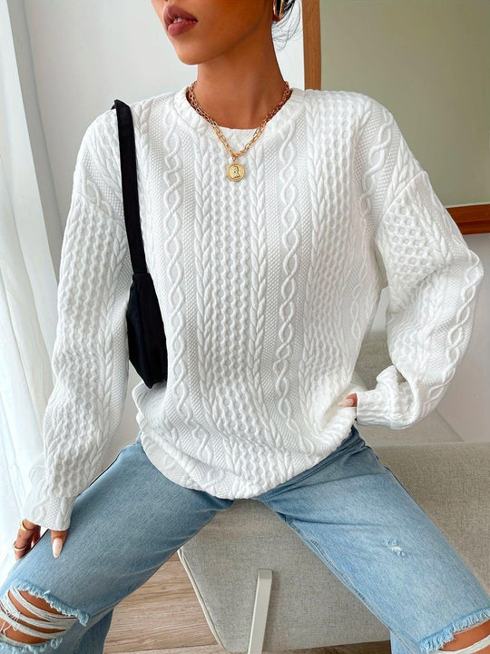 Oversized Kabelgebreide Trui voor Vrouwen