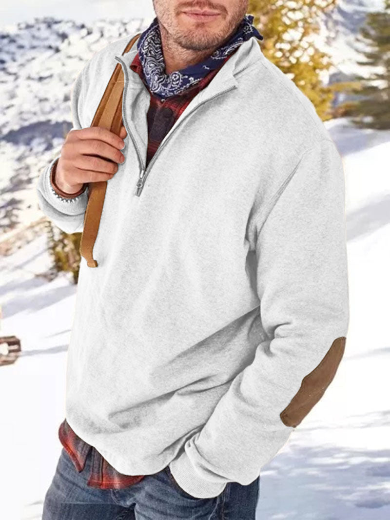 Casual Half-Zip Trui met Elleboogpatches voor Mannen