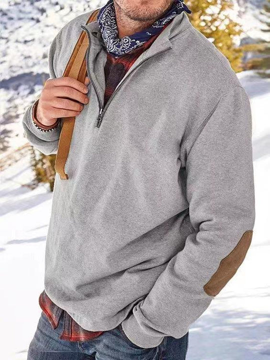 Casual Half-Zip Trui met Elleboogpatches voor Mannen