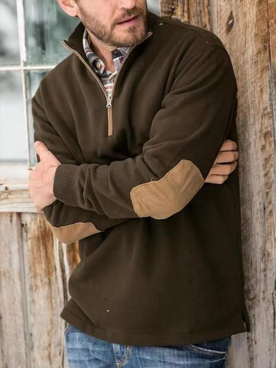 Casual Half-Zip Trui met Elleboogpatches voor Mannen
