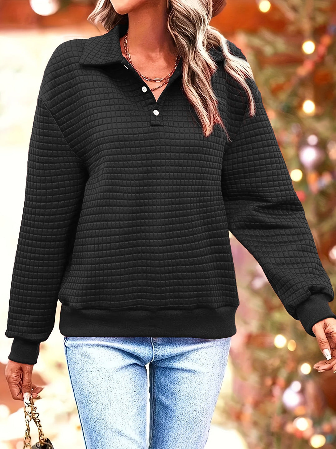 Gequilte Sweater met Knoopsluiting voor Vrouwen