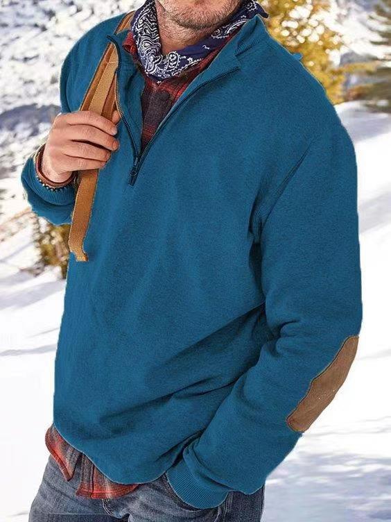 Casual Half-Zip Trui met Elleboogpatches voor Mannen