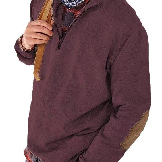 Casual Half-Zip Trui met Elleboogpatches voor Mannen