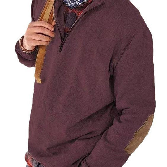 Casual Half-Zip Trui met Elleboogpatches voor Mannen