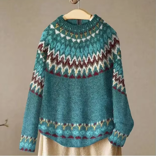 Retro Sweater met Uniek Golfpatroon voor Vrouwen