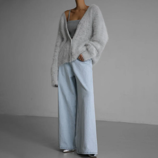 Fluffy Cardigan met Knopen voor Vrouwen