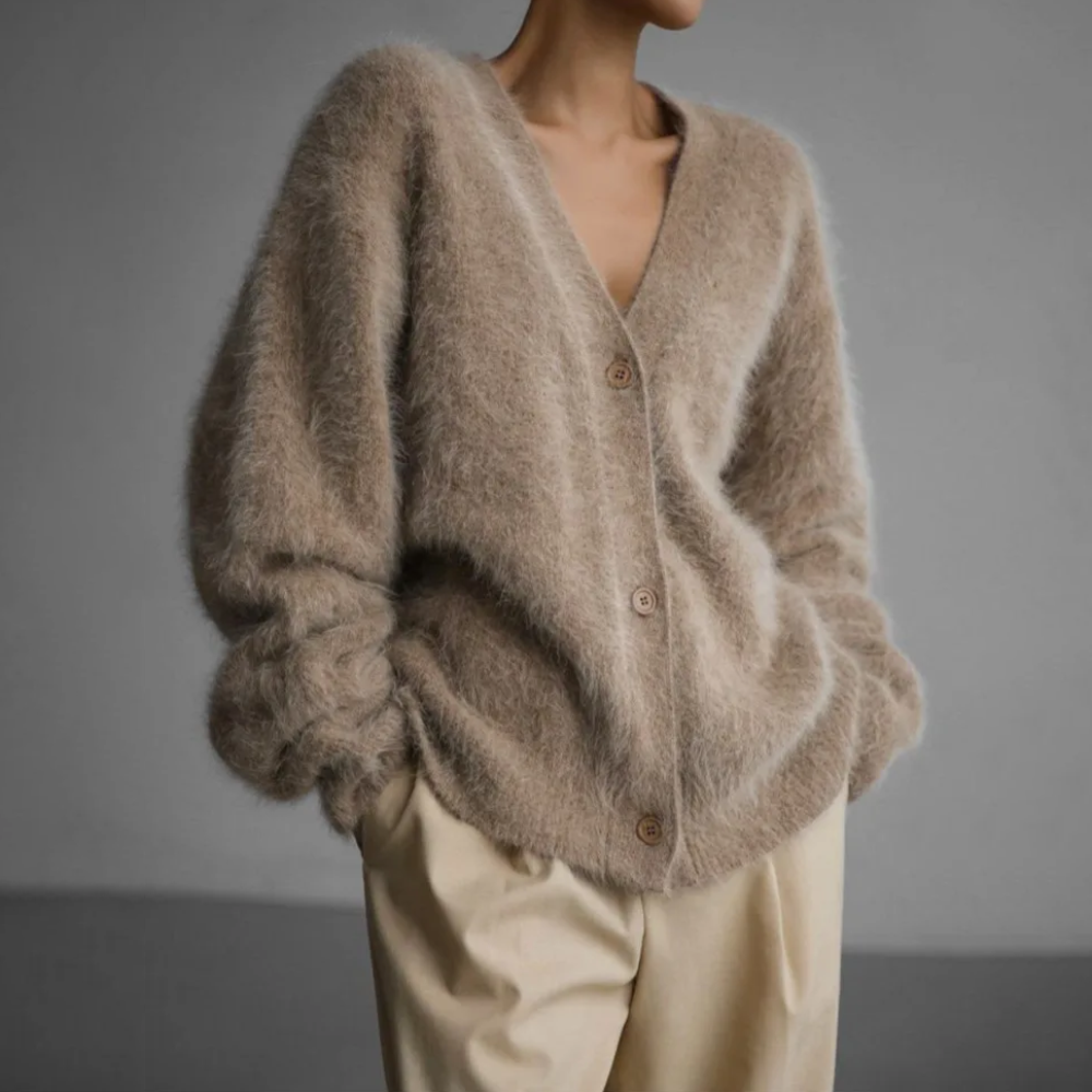Fluffy Cardigan met Knopen voor Vrouwen