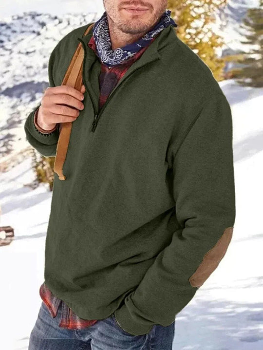 Comfortabele Half-Zip Sweater met Elleboogpatches voor Mannen